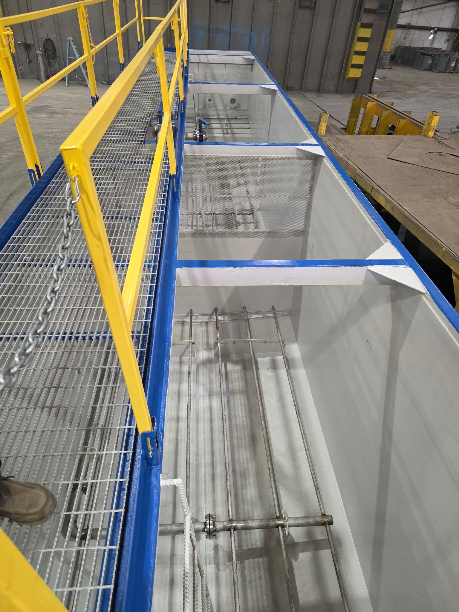 Interior sieve wall and compartment inside a Mobile NitrOx tank during testing