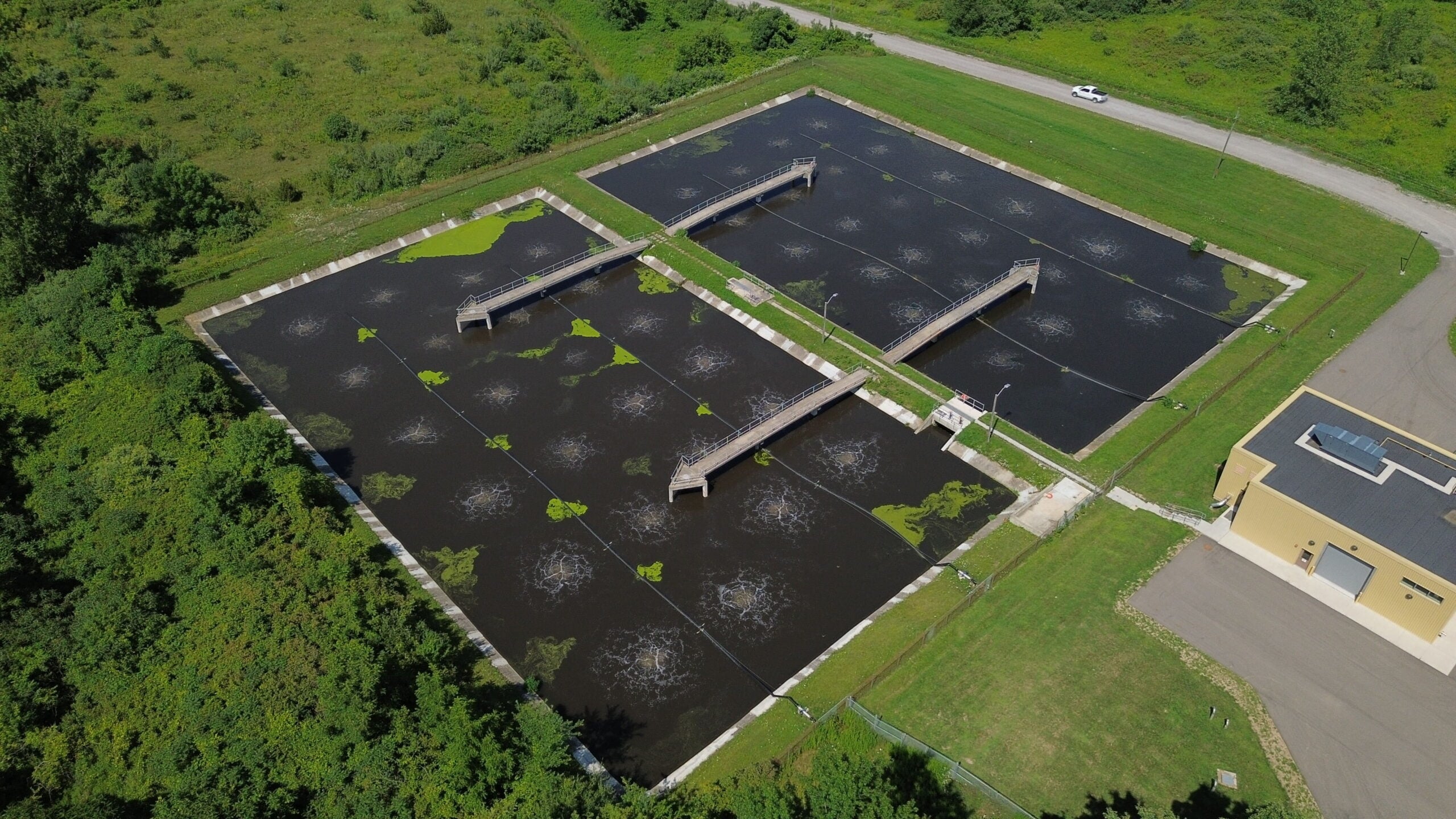 Upgraded wastewater lagoon in Waterford, Ontario