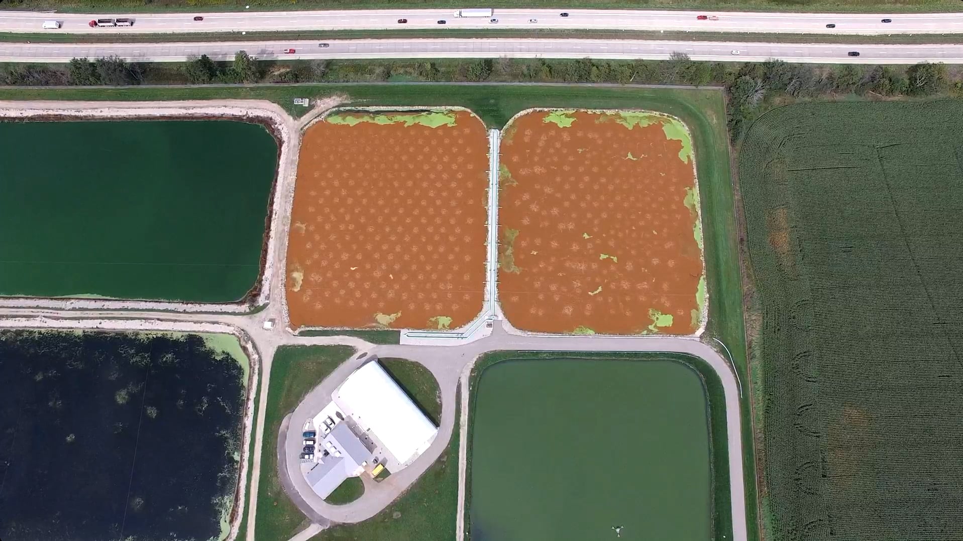 Coopersville LRAS wastewater treatment basins, aerial view